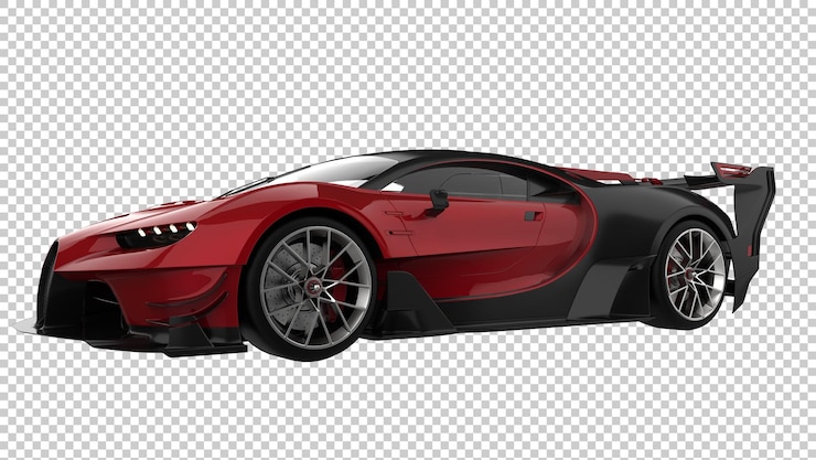 PSD sport car on transparent background 3d rendering illustration