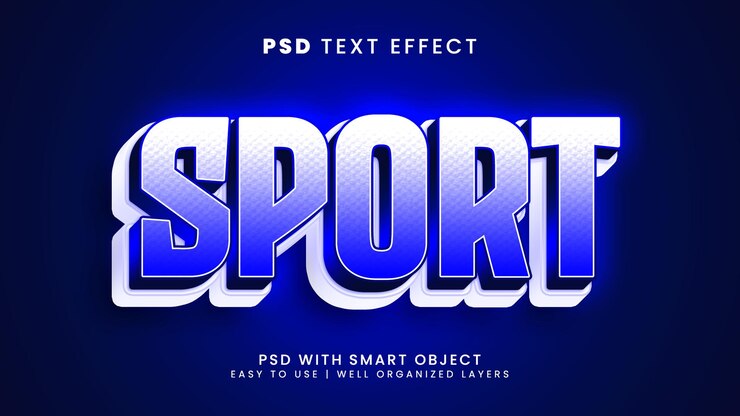Sport effetto testo modificabile 3D con giochi e stile di carattere al neon
