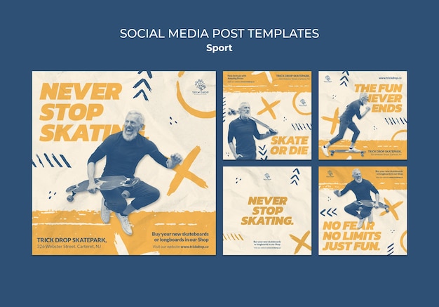 Sport instagram post template design