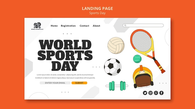 PSD sport-landing-page-vorlage mit elementen