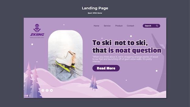 PSD sport mit schnee-landingpage-vorlage