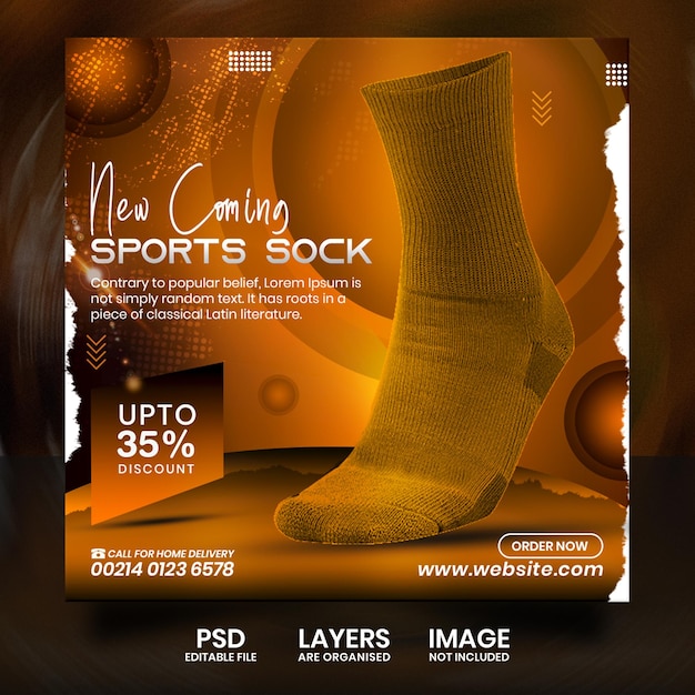 PSD sport-socken-verkaufsmedien-post-banner für werbezwecke