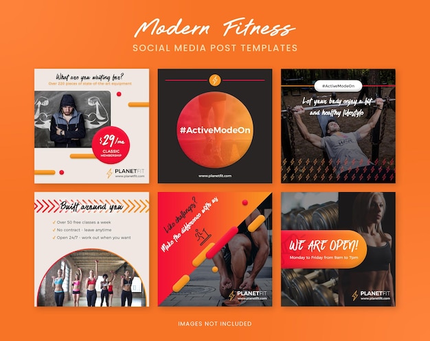 Sport- und Fitness-Bannervorlagen für Instagram und Facebook