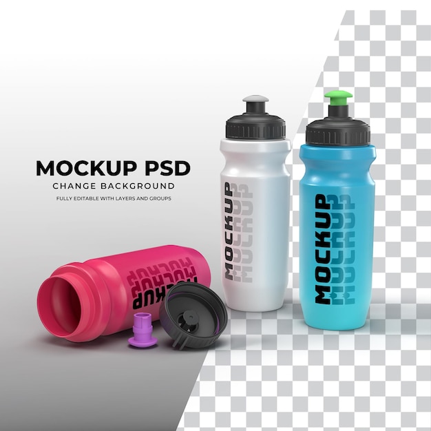 Sportflaschen-Mockup-PSD für die Produktpräsentation