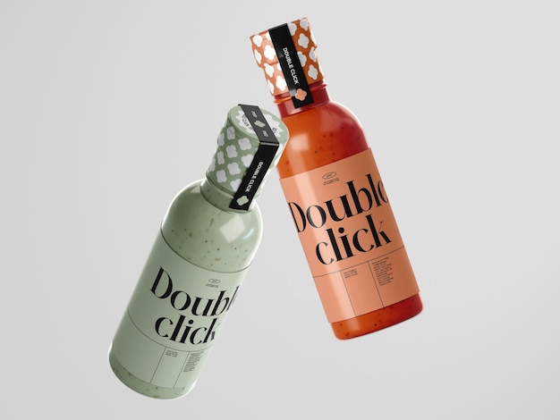 PSD sportliche bunte smoothies-flaschen, die mockup-design verpacken