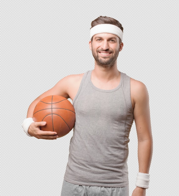 PSD sportlicher mann mit basketball