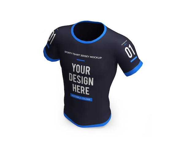 PSD sportliches t-shirt jersey 3d mockup isoliert