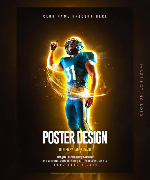 Sportplakatdesign mit leuchtendem Effekt