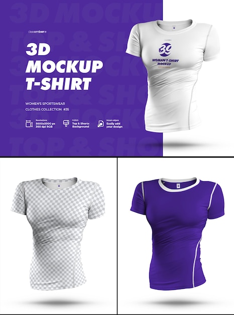 Sports 3d Mockup Tshirt Facile à Personnaliser Les Couleurs Tshirt Et Tous Les Vêtements D'éléments