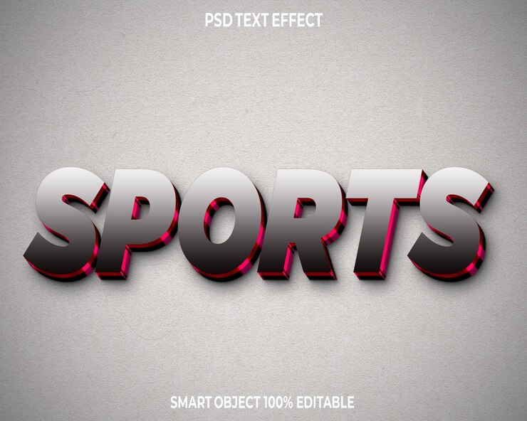 Sports Text Effect Tipografia 3D para cartazes e mídias sociais