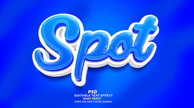 Spot plantilla de photoshop de efecto de texto editable en 3d con fondo