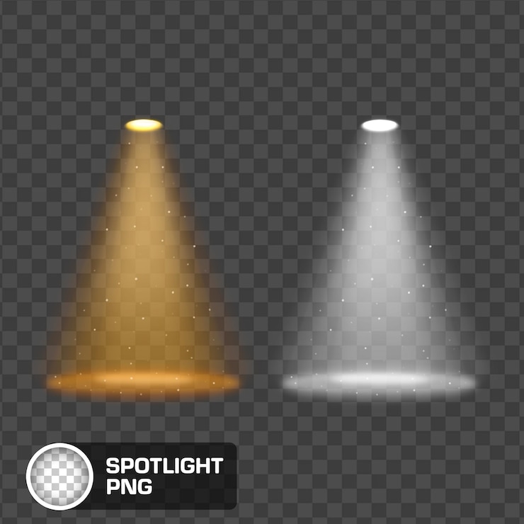 PSD spotlight réaliste png éclairage de scène transparent recouvrement ampère jaune faisceau blanc