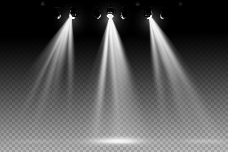 PSD spotlights beaming down on stage