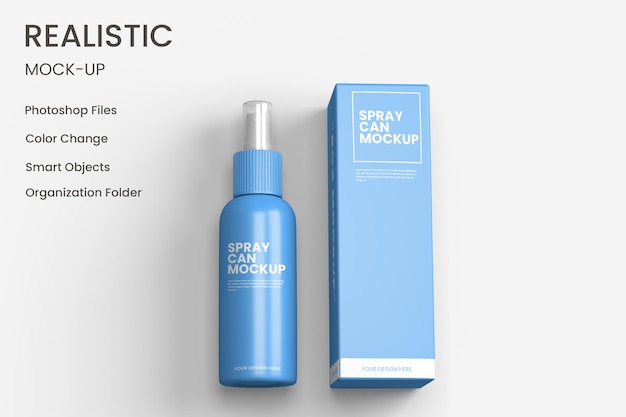 Spray cosmétique peut conception de maquette isolée