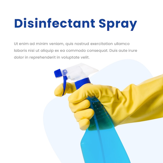 PSD spray desinfetante, modelo informativo de postagem em tamanho quadrado para instagram