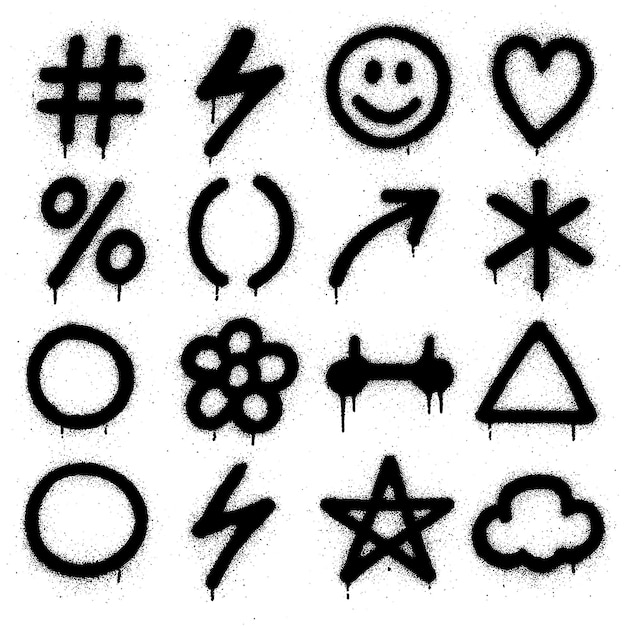 Spray Painted Graffiti Symbols and Icons