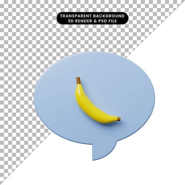 Sprechblase der illustration 3d mit banane