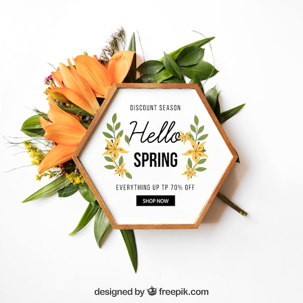 Spring mockup con cornice esagonale