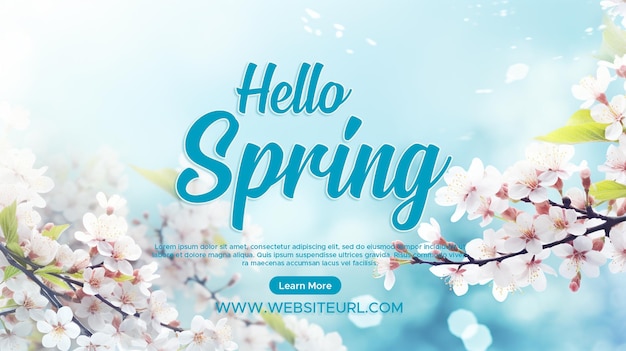 Spring Web Banner Social Media Template Design sfondo sfocato