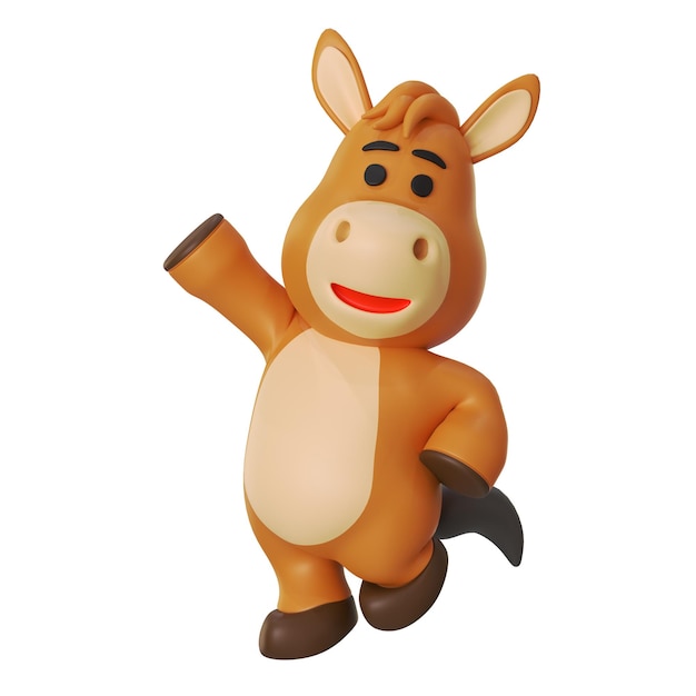 Springendes Pferd Maskottchen Tier 3D