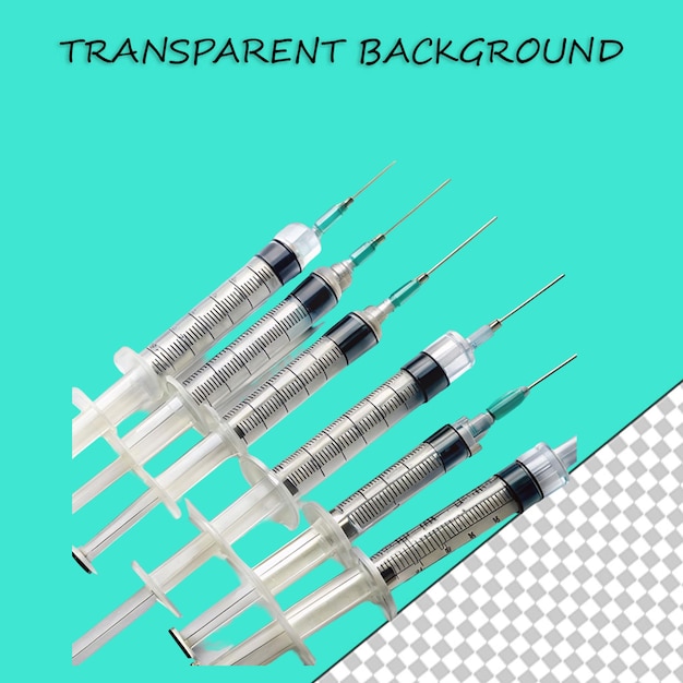 PSD spritze mit nadel auf transparenter
