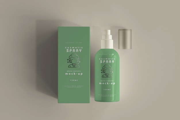 Sprühflasche mit Box Mockup