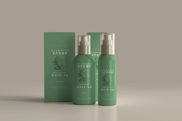 Sprühflasche mit Box Mockup