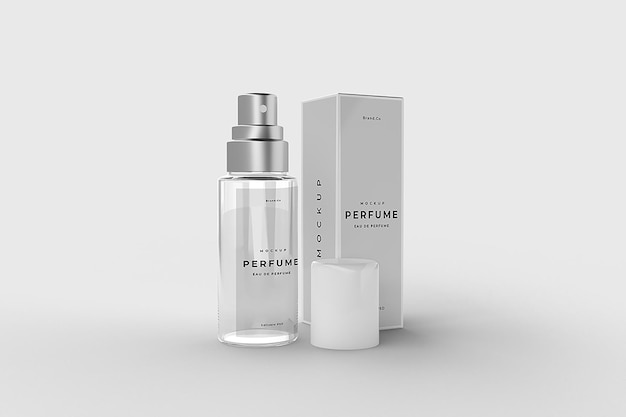 Sprühglasflasche mit Schachtelmockup