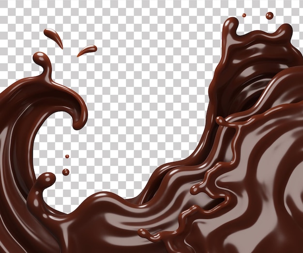 Spruzzata di cioccolato con tracciato di ritaglio, rendering 3D, illustrazione 3D premium psd