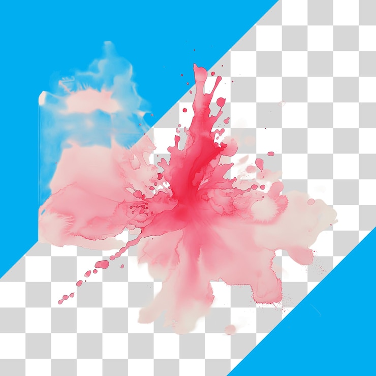 PSD spruzzata rosa astratta dell'acquerello su fondo bianco