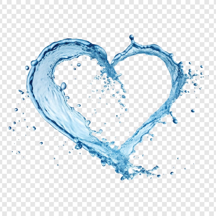 PSD spruzzi d'acqua blu e gocce isolate su uno sfondo trasparente illustrazione vettoriale della corona acquatica