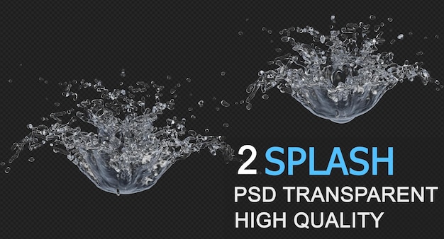 spruzzi d'acqua con design isolato di goccioline