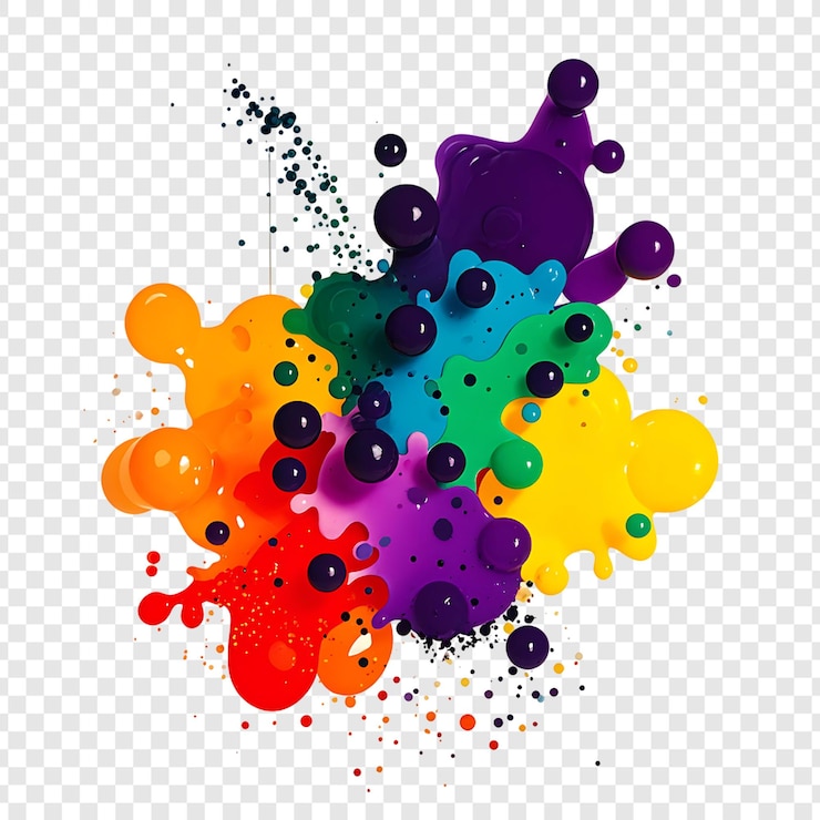 PSD spruzzi di inchiostro colorato isolati su uno sfondo trasparente