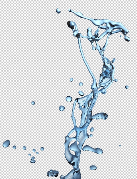 Spruzzi di liquido in movimento ritagliati sfondi trasparenti rendering 3d