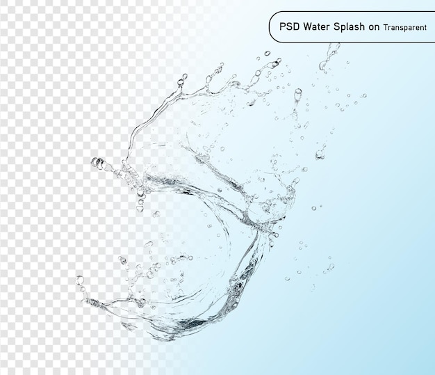spruzzo d'acqua blu isolato su sfondo trasparente psd e png