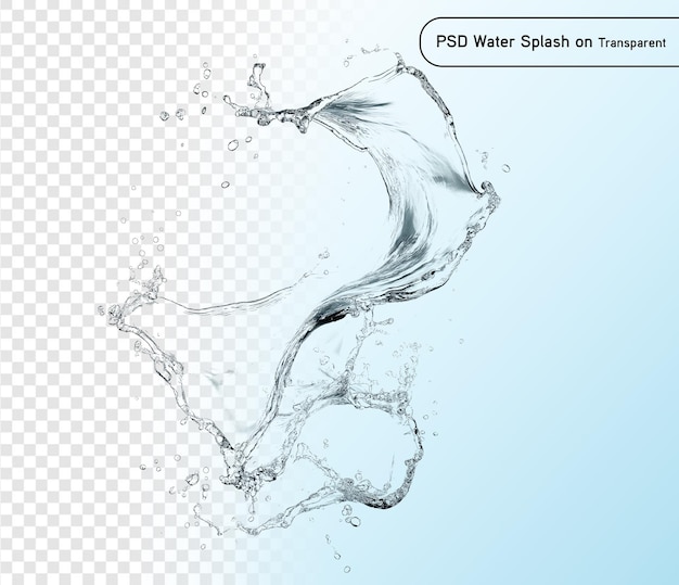 spruzzo d'acqua blu isolato su sfondo trasparente psd e png