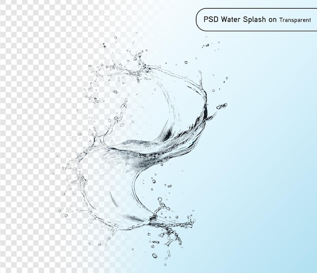 spruzzo d'acqua blu isolato su sfondo trasparente psd e png