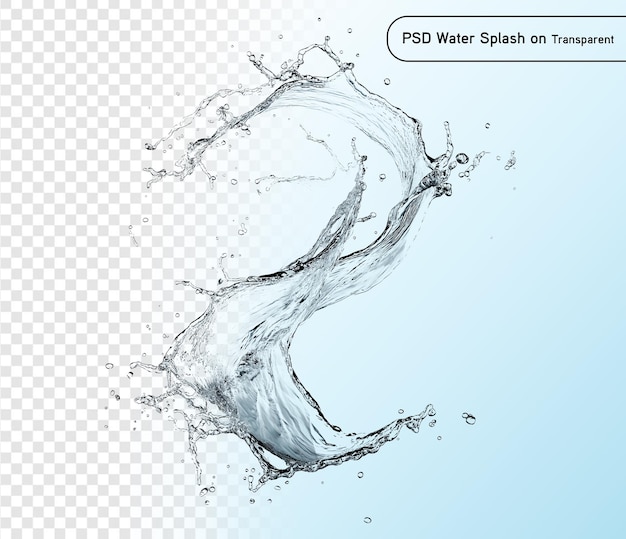 spruzzo d'acqua blu isolato su sfondo trasparente psd e png