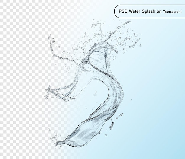 spruzzo d'acqua blu isolato su sfondo trasparente psd e png