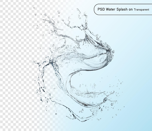 spruzzo d'acqua blu isolato su sfondo trasparente psd e png
