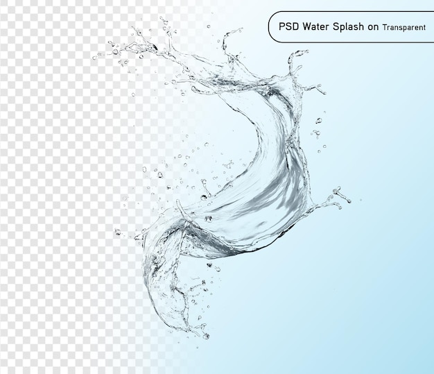 spruzzo d'acqua blu isolato su sfondo trasparente psd e png