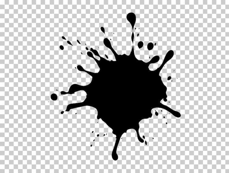 PSD spruzzo di inchiostro nero isolato su uno sfondo trasparente png psd