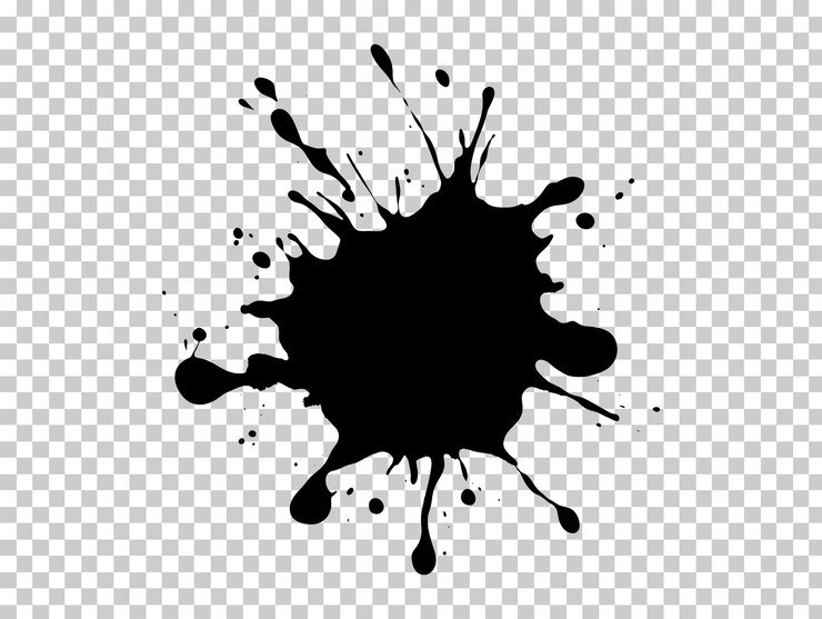 PSD spruzzo di inchiostro nero isolato su uno sfondo trasparente png psd