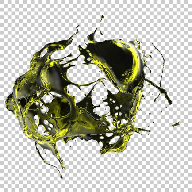 Spruzzo di liquido isolato su uno sfondo trasparente illustrazione di rendering 3D