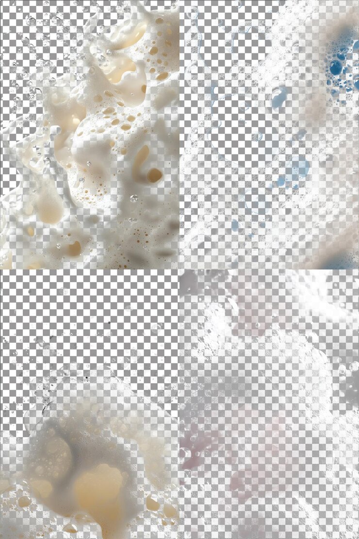 Spuma di sapone PNG isolato iperrealistico con sfondo trasparente chiaro altamente dettagliato
