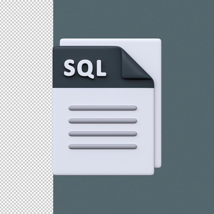PSD sql file format 3d icon script file for database queries data management