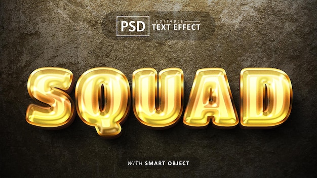 Squad-text editierbare 3d-gold-schrifteffekte