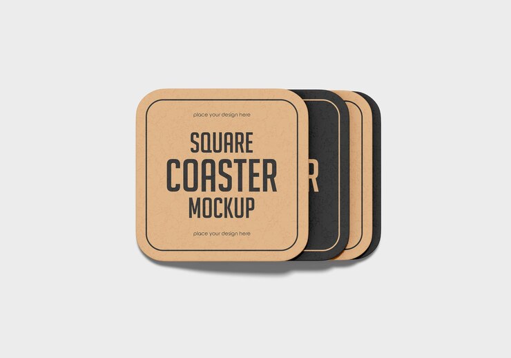 Square Beer Coaster Mockup