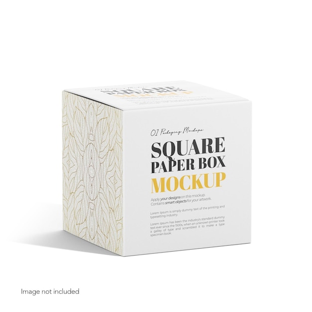 Square paper box side view psd-mockup