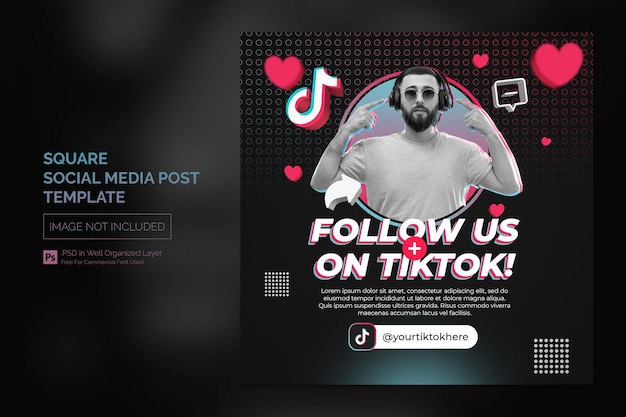 PSD square tiktok social media promotion post oder web-banner-vorlage